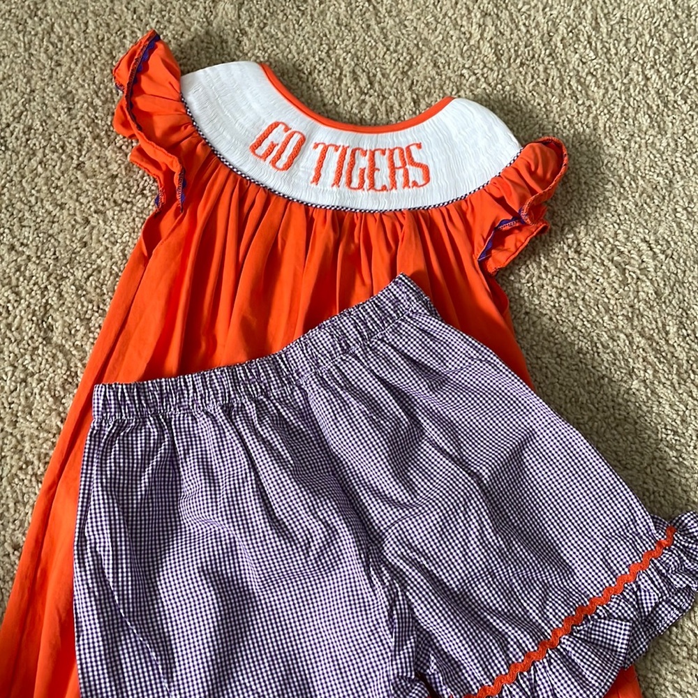 Clemson smocked outfit